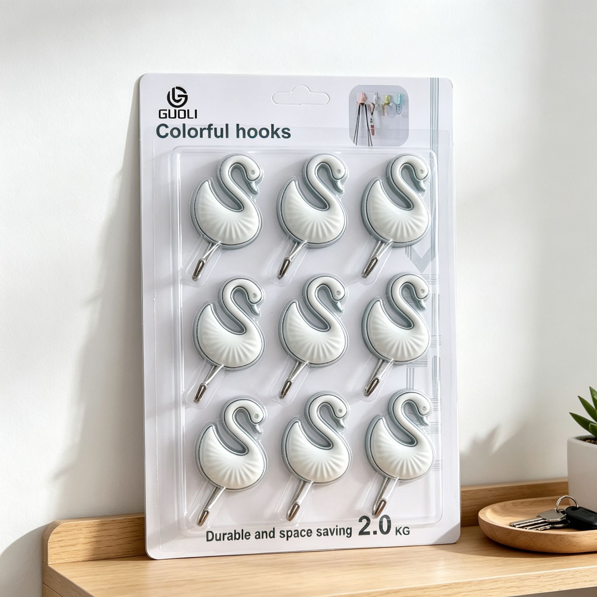 Swan-shaped non-drilling sticky hook, a powerful and seamless storage hook for home kitchen, bathroom and entrance wall details Picture