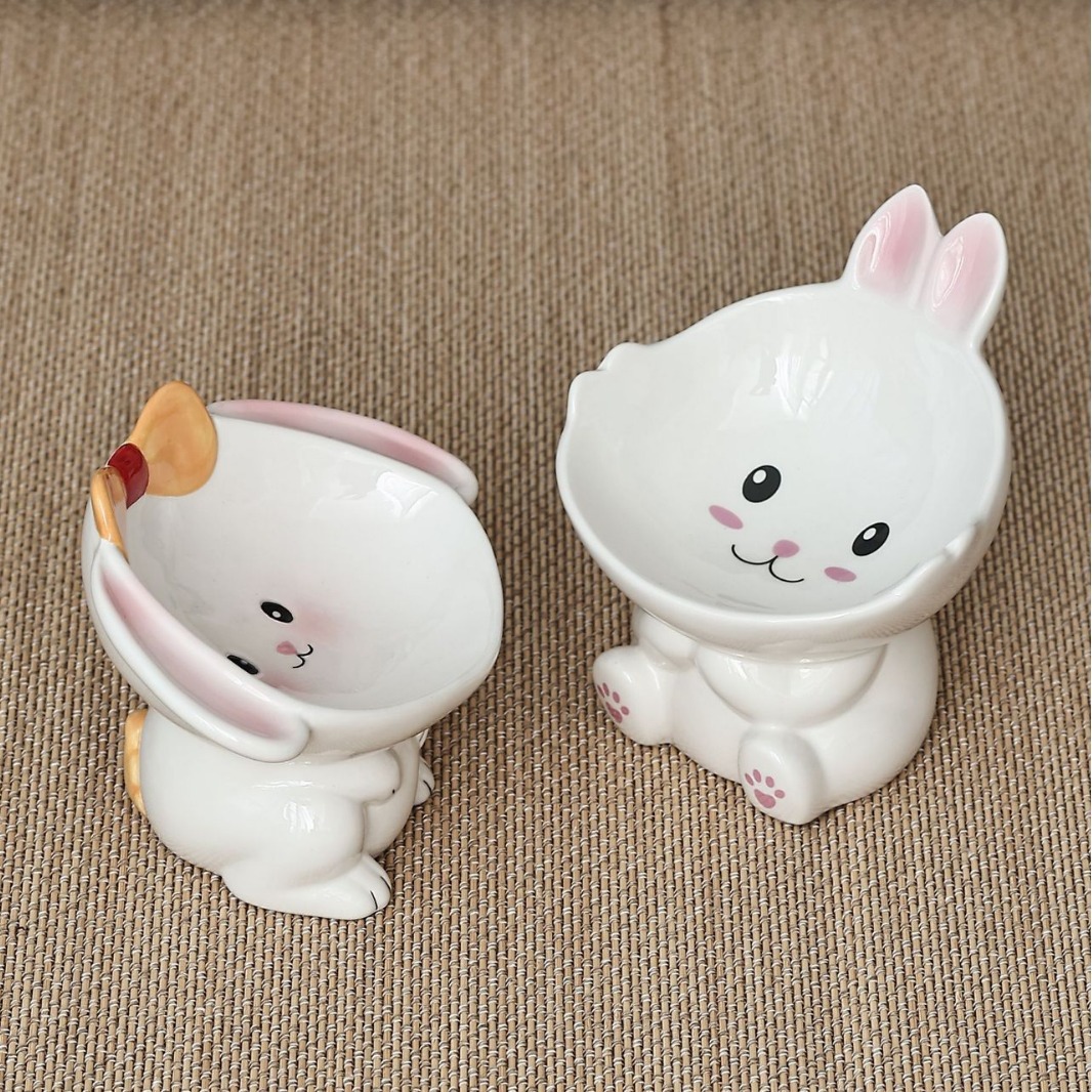 Cat bowl, ceramic protective cervical vertebrae drinking bowl, pet supplies, cute slanted mouth to prevent knocking, dog bowl, cat food bowl Specification image