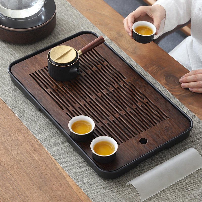 竹制密胺茶盘家用客厅储水日式长方形大号功夫高档现代简约托盘茶细节图