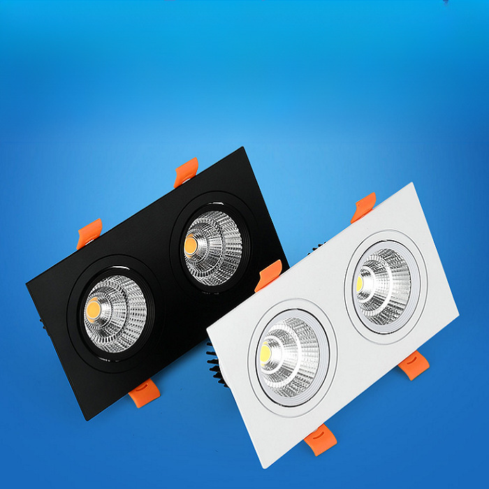cob square spotlights, grille lights, led bold lights, ceiling lights, single-head, double-head, triple-head downlights, shopping malls, exhibition halls, living rooms Specification image