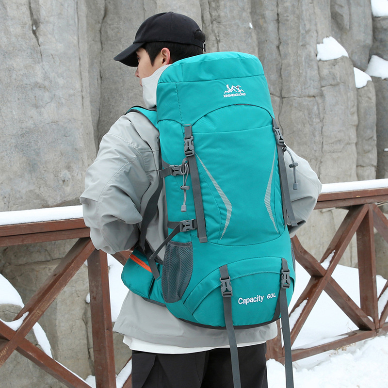 Factory direct sales of new cross-border quality nylon 60-liter large-capacity waterproof mountaineering backpack, outdoor equipment sports backpack details Picture