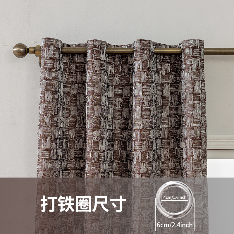 外贸专供遮光提花窗帘跨境TEMU爆款客厅卧室格子工厂直销绍兴窗帘细节图