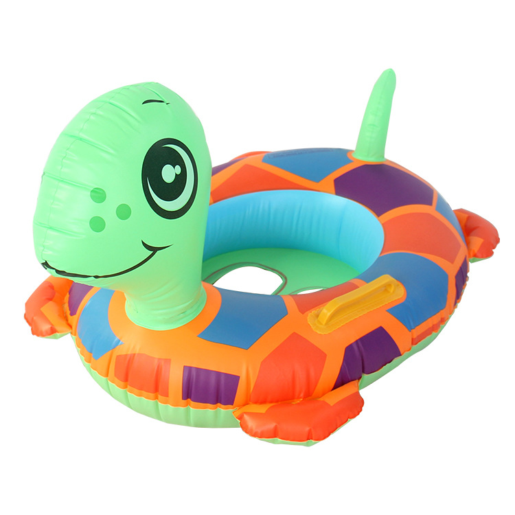 Cartoon turtle boat water inflatable children's toy seat ring with handle anti-rollover swimming ring, baby seat ring wholesale Item Picture
