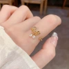 Summer's new fashionable and simple metal bow pearl open ring for women's niche luxury, gentle and versatile index finger ring Specification image