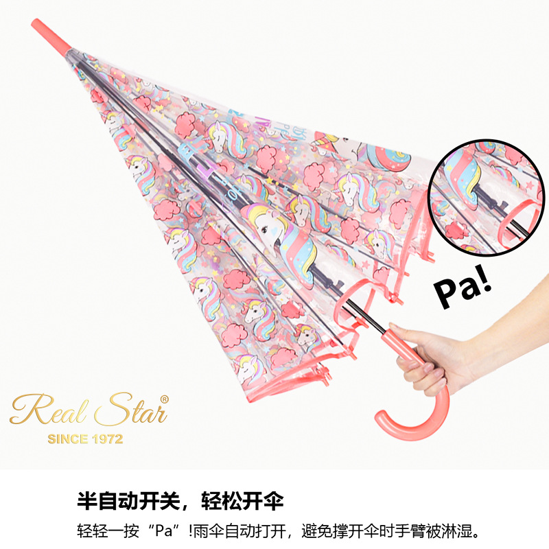 Star Treasure Umbrella, cute unicorn cartoon pattern transparent umbrella, adult Apollo umbrella in stock wholesale, foreign trade supply Specification image