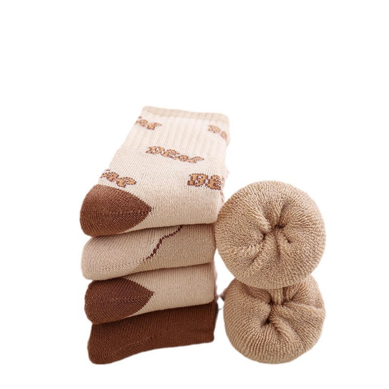 Children's socks, thickened for autumn and winter, boys' and girls' socks, cartoon extended mid-calf cotton socks, warm loop children's socks wholesale, 1-12 years old medium and large children's socks Item Picture