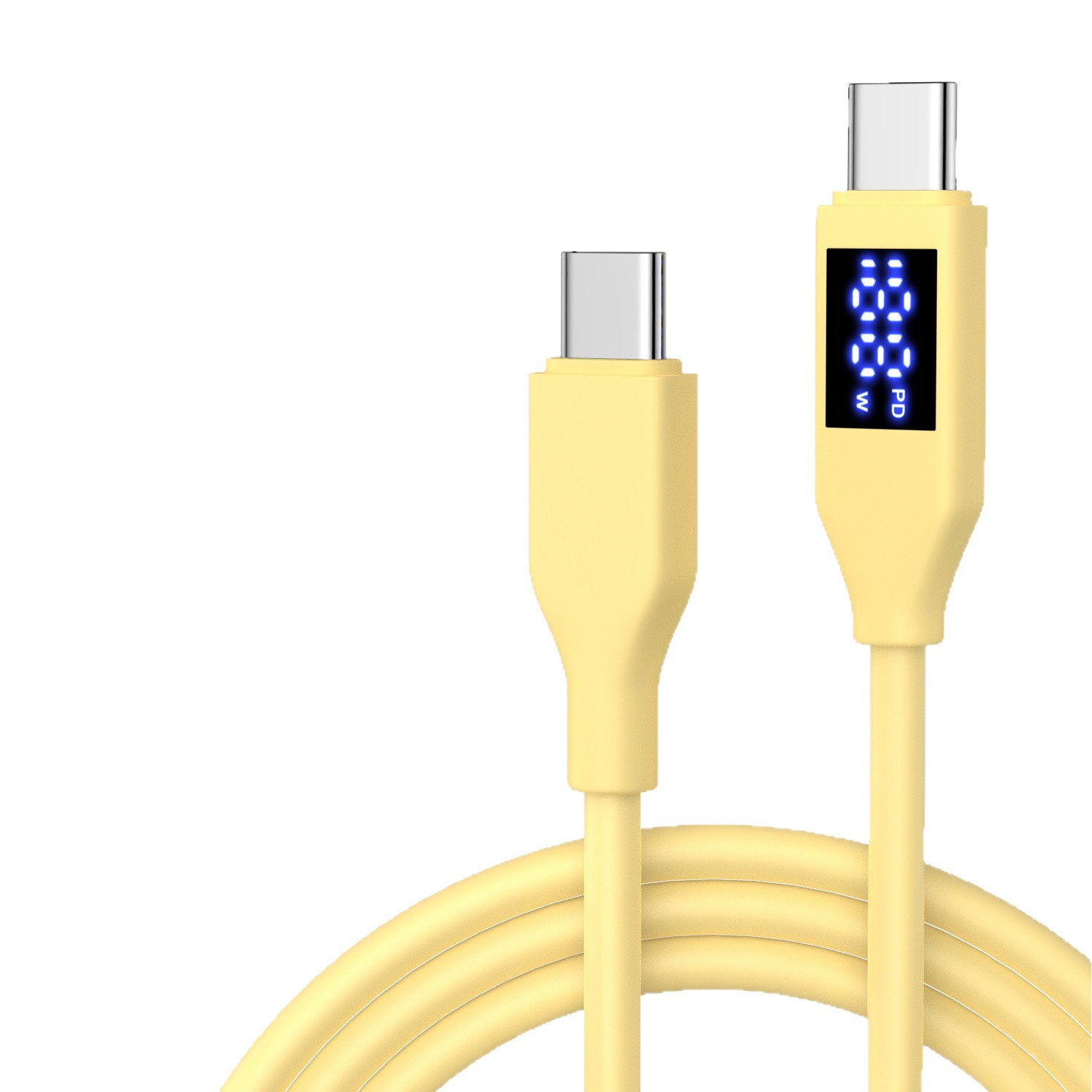 The genuine silicone digital display fast charging mobile phone data cable is suitable for dual Type-C fast charging wires of Apple, Huawei and Samsung Item Picture
