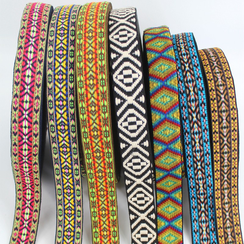 Stock al por mayor 12345cm ancho viento étnico color jacquard correas ropa bolsos zapatos sombreros y otros accesorios decorativos Item Picture