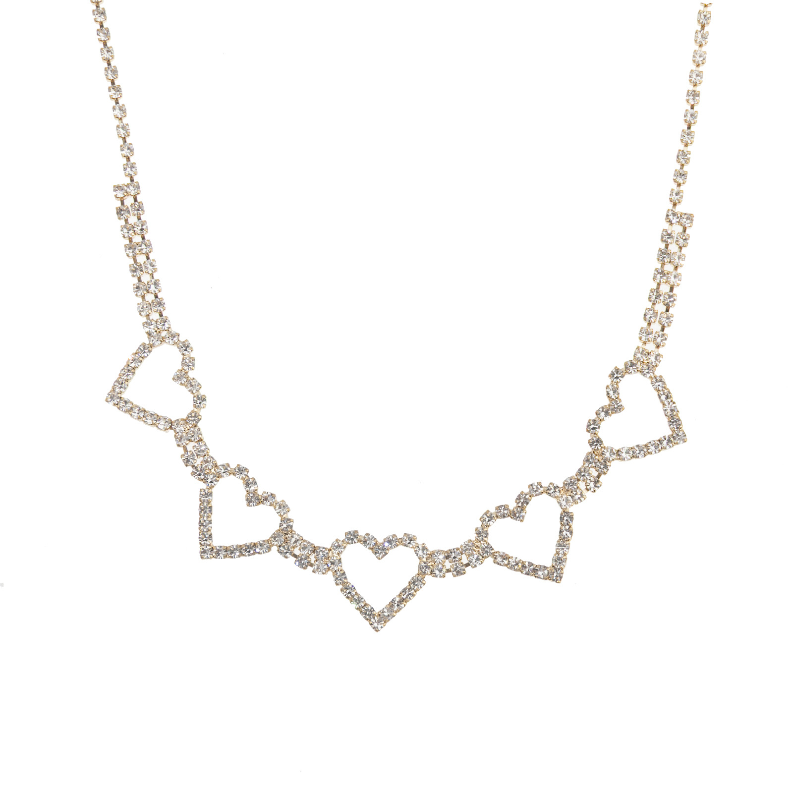 Factory direct sales of export accessories, heart-shaped diamond necklace, Amazon bestseller, simple and versatile daily jewelry, full diamond shiny necklace Specification image