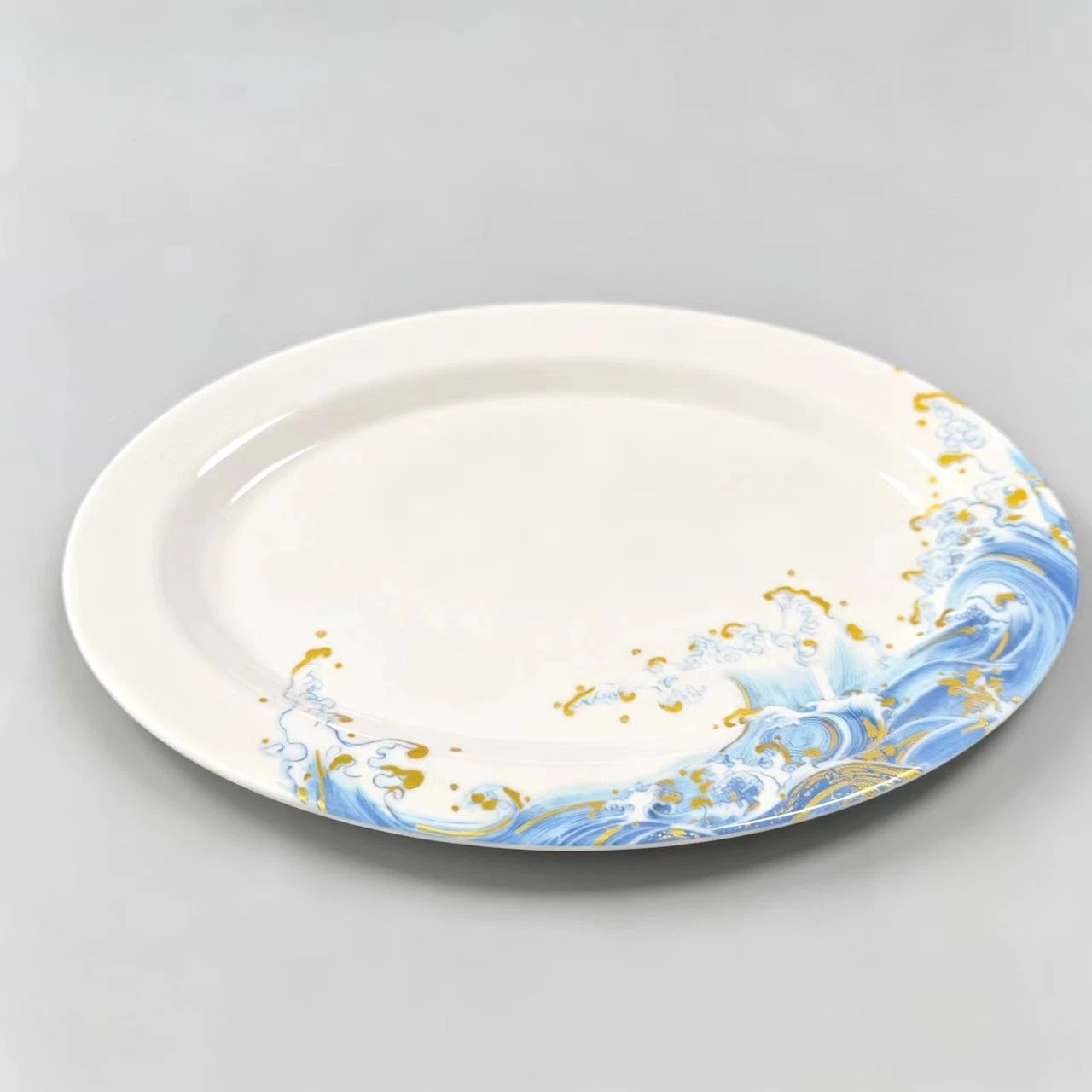 Melamine tableware, Golden Wave plastic plates, imitation porcelain plates, oval plates, commercial plates, specially designed for restaurants and hotels Specification image