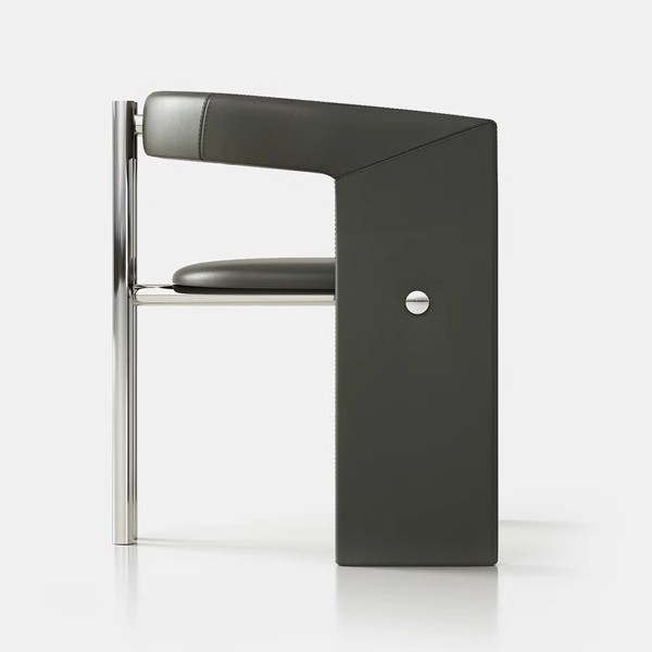 Nordic light luxury stainless steel dining chairs, home leather dining chairs, designer club coffee shop chairs, sales office negotiation chairs details Picture