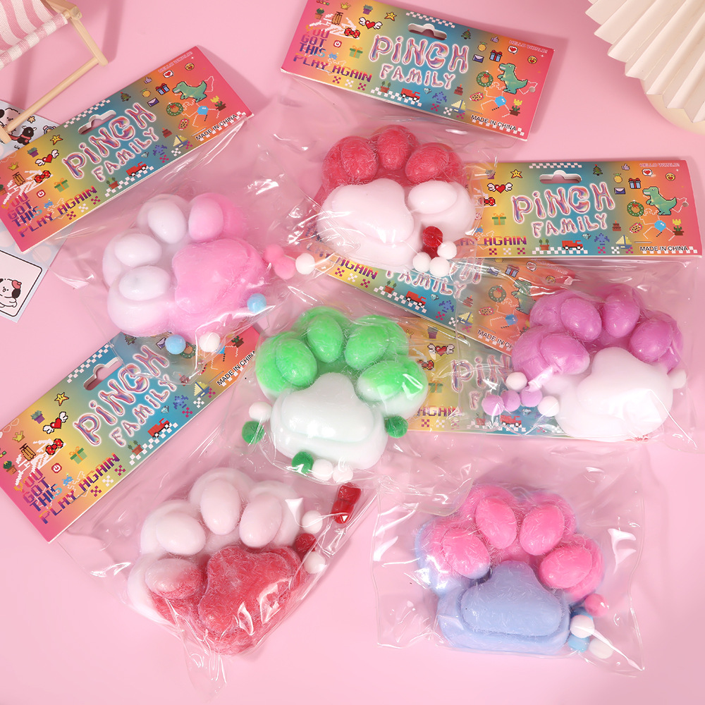 200g popular flocked stress-relieving cat paw slow rebound super soft release Pinch Fun TPR stress-relieving creative children's toy