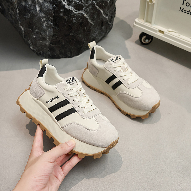 鞋子女士夏季舒适/白鞋增高/飞织/乐福鞋女春夏气质/女士休闲皮鞋产品图