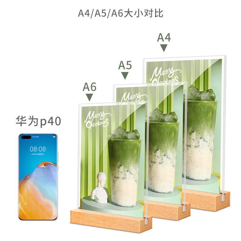 Cross-border A5 table number, A6 solid wood menu, wine table number, a4 beech wood menu display board, table sign, acrylic table card, Western restaurant dish introduction, seating arrangement, cafe price tag, booth, hotel table, dining table, sign, wooden display Item Picture