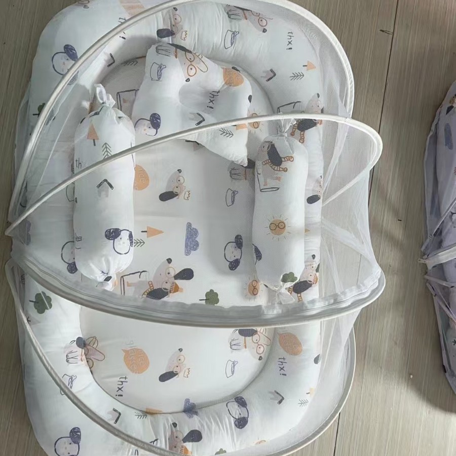 Baby uterine bed, children's mosquito net, bionic bed, four-piece set, baby bed, middle bed, foldable portable bed, mosquito net details Picture