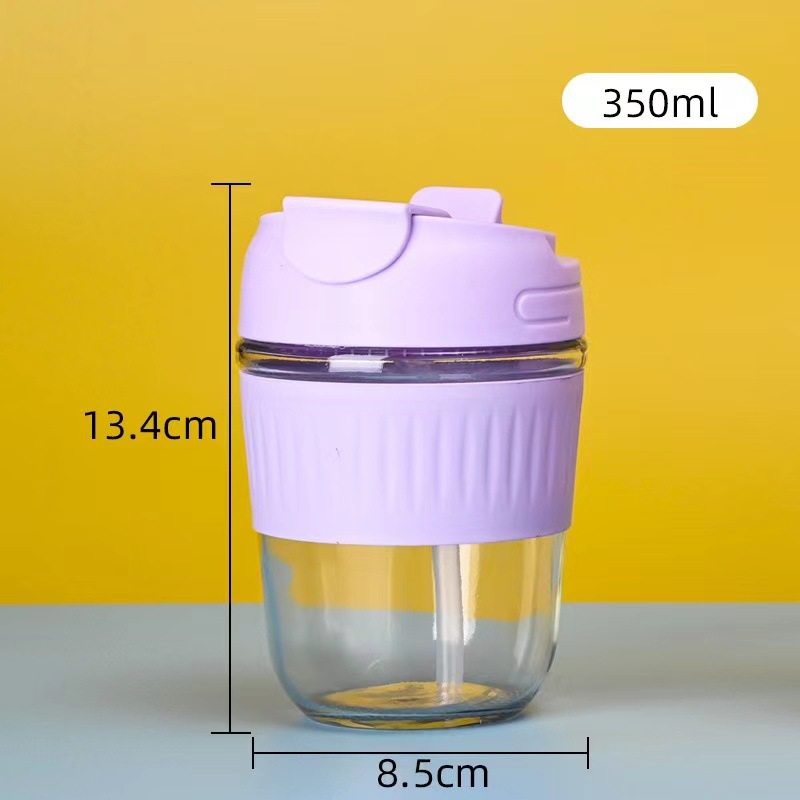 Carefully selected 450ml chubby glass double-drink cup, opening event gift cup with straw coffee beverage glass cup Application Scenario