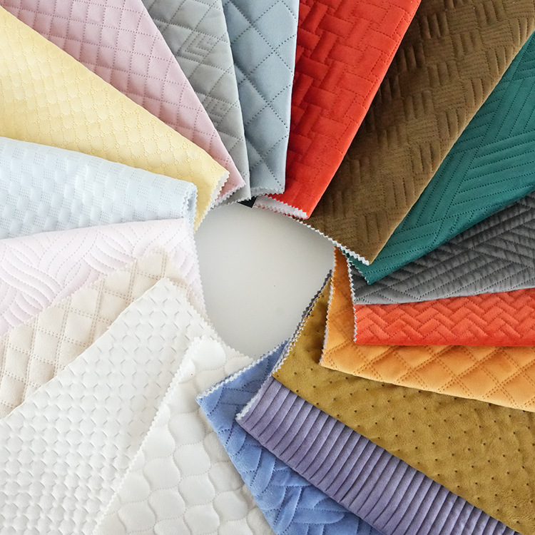 Lishi velvet ultrasonic embossed cotton-padded fabric with various embossed patterns, Dutch velvet clothing sofa fabric in stock details Picture