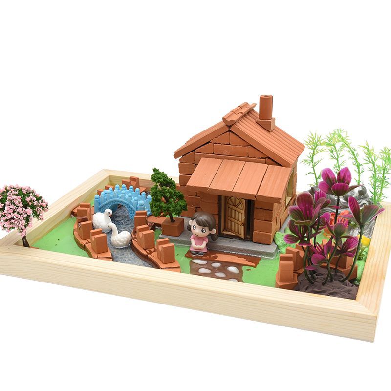 The Landscape World is a creative diy handicraft material package made of colored clay and epoxy resin to create a wooden frame micro-field landscape Item Picture