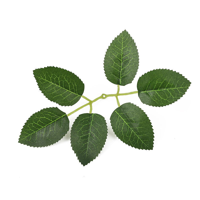 Factory wholesale imitation silk-screen printed 6-ear rose leaves, imitation green plant leaves, handcrafted eucalyptus leaf ornaments in stock Specification image