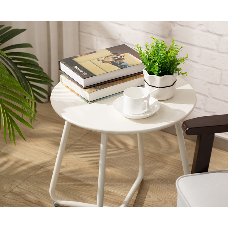 厂家跨境出口北欧铁艺圆桌简约金属铁艺边桌客厅沙发茶桌金属小桌