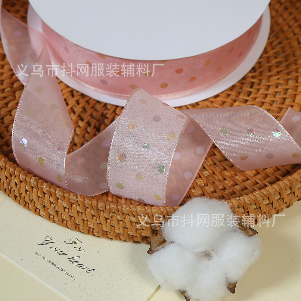 Factory direct sales of 3.8cm wave-lit sequined webbing, bow yarn webbing, diy clothing fabric accessories, wholesale in stock Specification image
