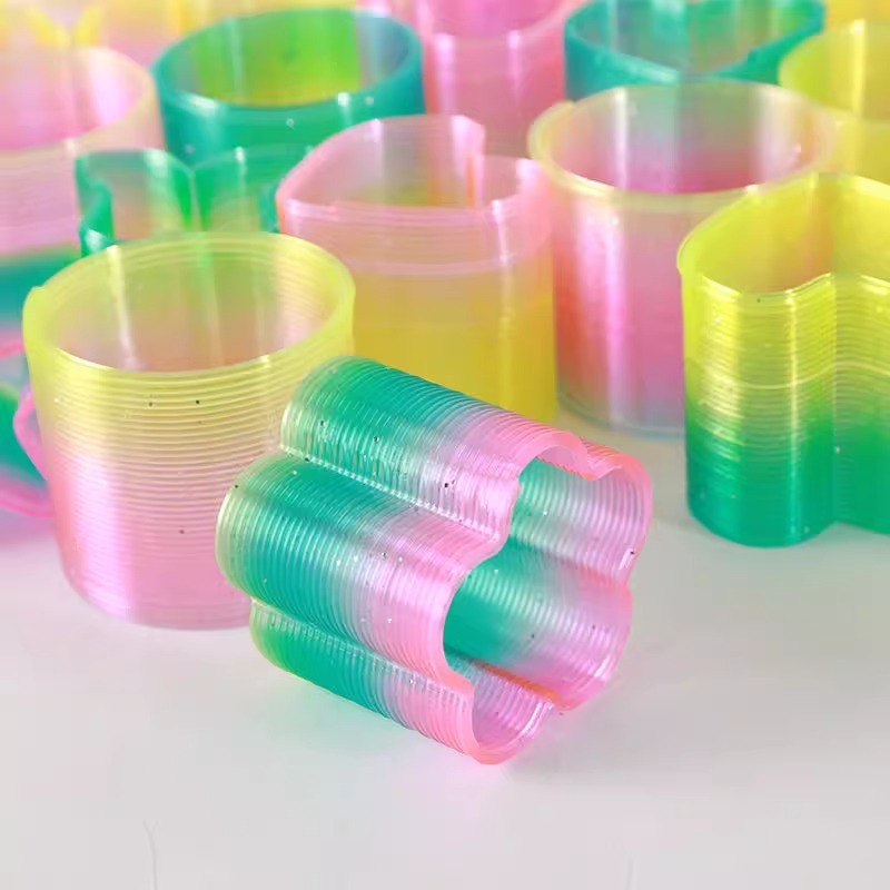 Magic Rainbow Ring, Luminous Spring Ring, Professional elastic ring, children's early education, baby intelligence toy, boys' Stacking Fun Specification image