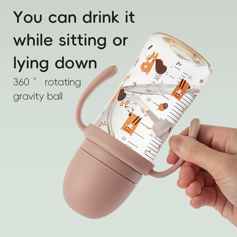 PPSU Newborn anti-drop bottle with gravity ball straw type leak-proof large baby weaning drinking cup imitating breast milk Application Scenario