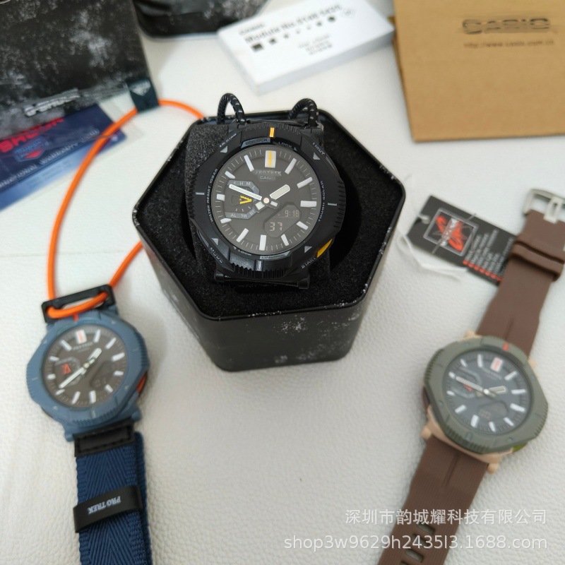 Casillas co-branded mountaineering watch PRJ Men's canvas Double display outdoor LED luminous rotating bezel B001B