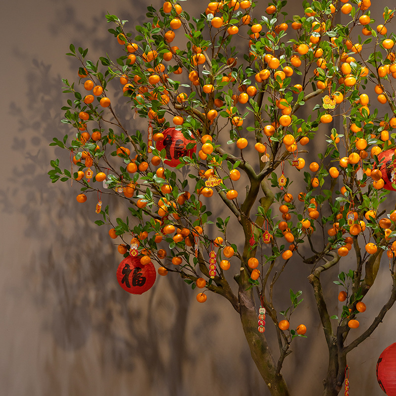 仿真橘子树许愿树室内外装饰红包树新中式人造假桔子树仿真树绿植细节图