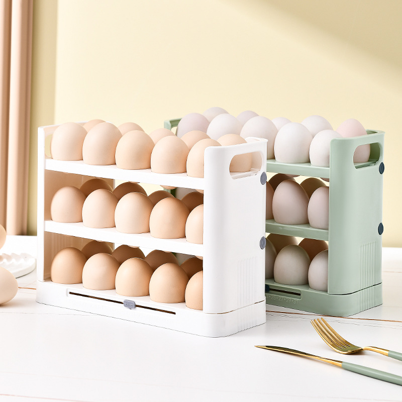 Egg storage box, narrow multi-layer flip egg box for the side door of the refrigerator, food-grade egg tray for preservation, kitchen god
