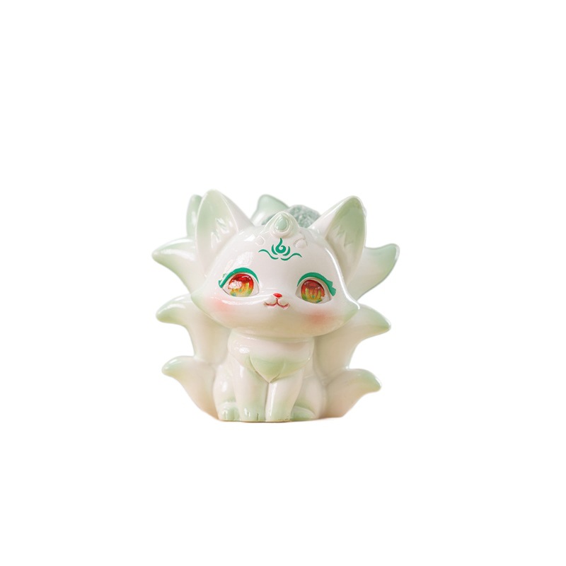 Seven-color Spirit Fox Blind Box, Qingqiu Nine-Tailed Fox Desktop ornament, cute and fun resin handicraft ornament blind box wholesale Item Picture