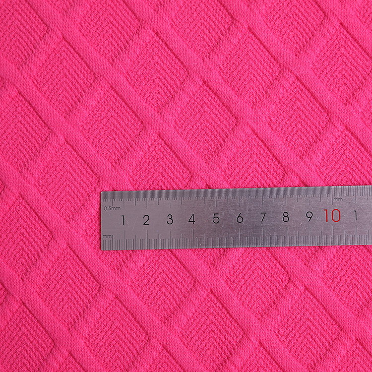 厂家供应童装全涤提花面料婴童面料32s提花弹力空气层细节图