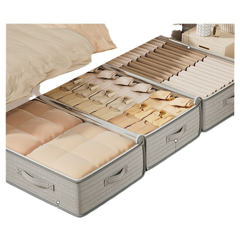 Transparent under-bed storage box, foldable household clothing and quilt storage bag, large-capacity moving packing bag Item Picture