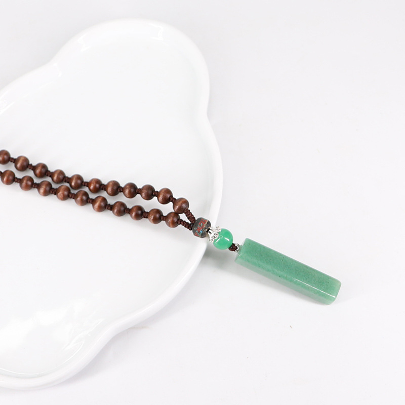 Sweater chain, long pendant necklace, ethnic style, retro Dongling jade agate pendant, Buddhist prayer bead pendant, jewelry necklace for women