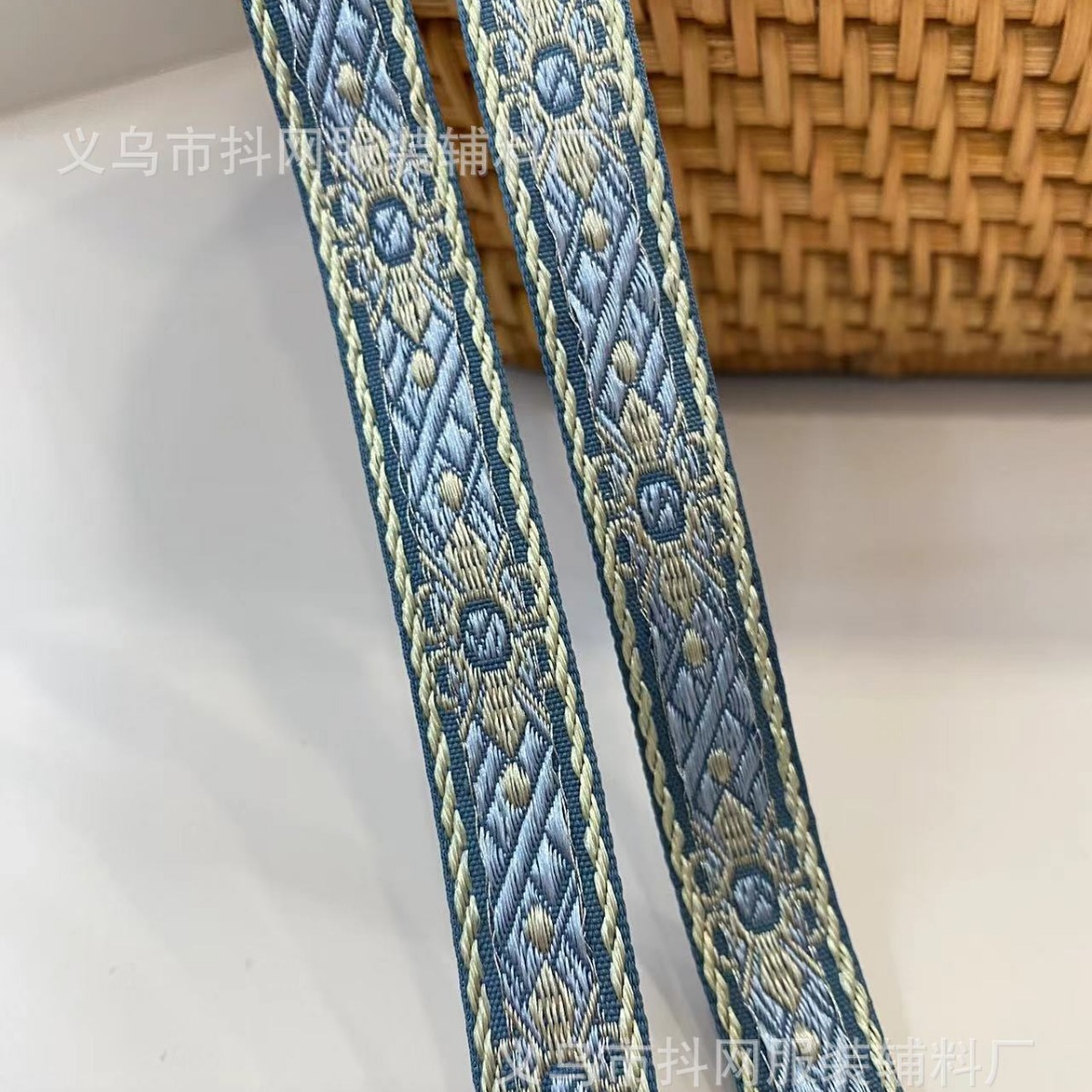 1.5cm handmade DIY bow, ethnic style jacquard embroidery, ribbon, hair accessory, headwear, edge strap, gift box, packaging strap Specification image
