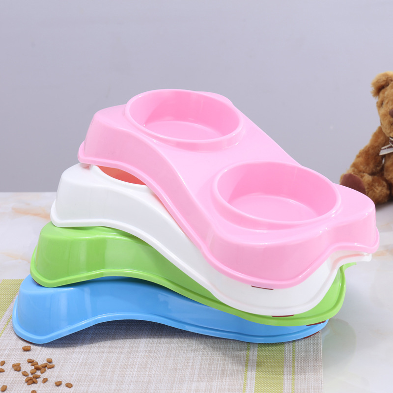 Rongka Pet Cross-border Bone-shaped Pet Double Bowl dual-purpose Dog bowl, dog basin, Feeding Basin, One bowl dual-purpose pet bowl, Pet feeding bowl