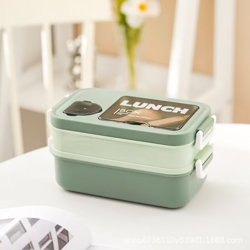 Cross-border student compartments bento, food-grade children's fruit, double-layer insulated office worker lunch box, heated by microwave oven details Picture