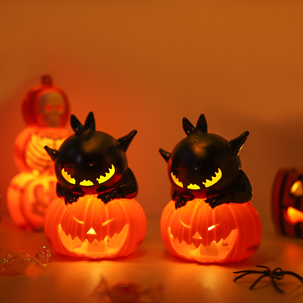 Halloween pumpkin lantern decoration props, creative and funny party supplies, night lights, black cat party candles Specification image