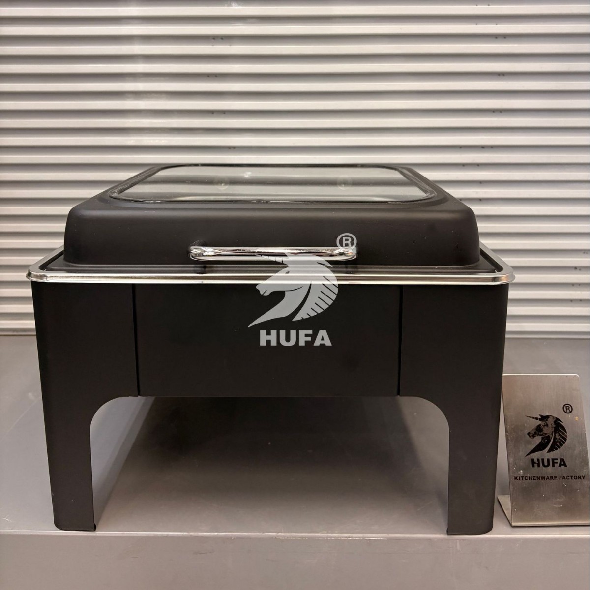 跨境方形不锈钢自助餐炉酒店餐厅可视保温酒精炉黑色翻盖餐炉暖炉餐炉