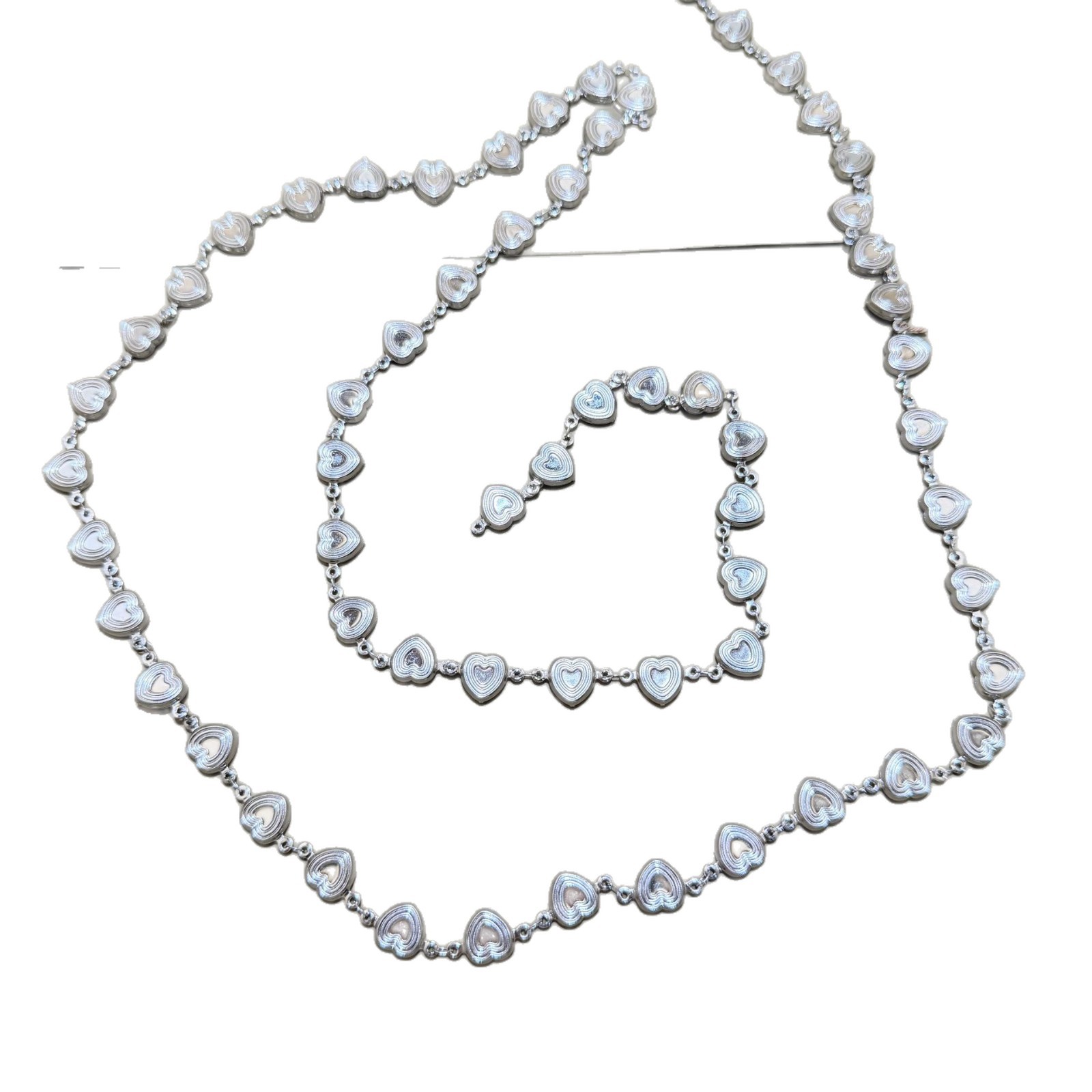 Multi-layer corrugated heart-shaped metal chain DIY bracelet necklace accessories handcrafted ornaments decoration loose chain accessories wholesale Item Picture