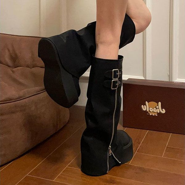Thick-soled trouser boots, Western Knight boots, 2025 new style bestsellers, long boots, women's autumn and winter knee-length skinny high boots details Picture