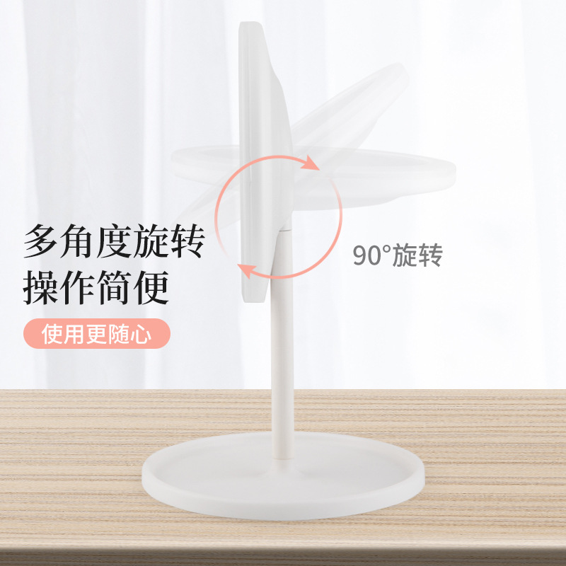 LED轻欧化妆镜子桌面折叠美妆镜带灯补光台式梳妆镜学生镜灯细节图