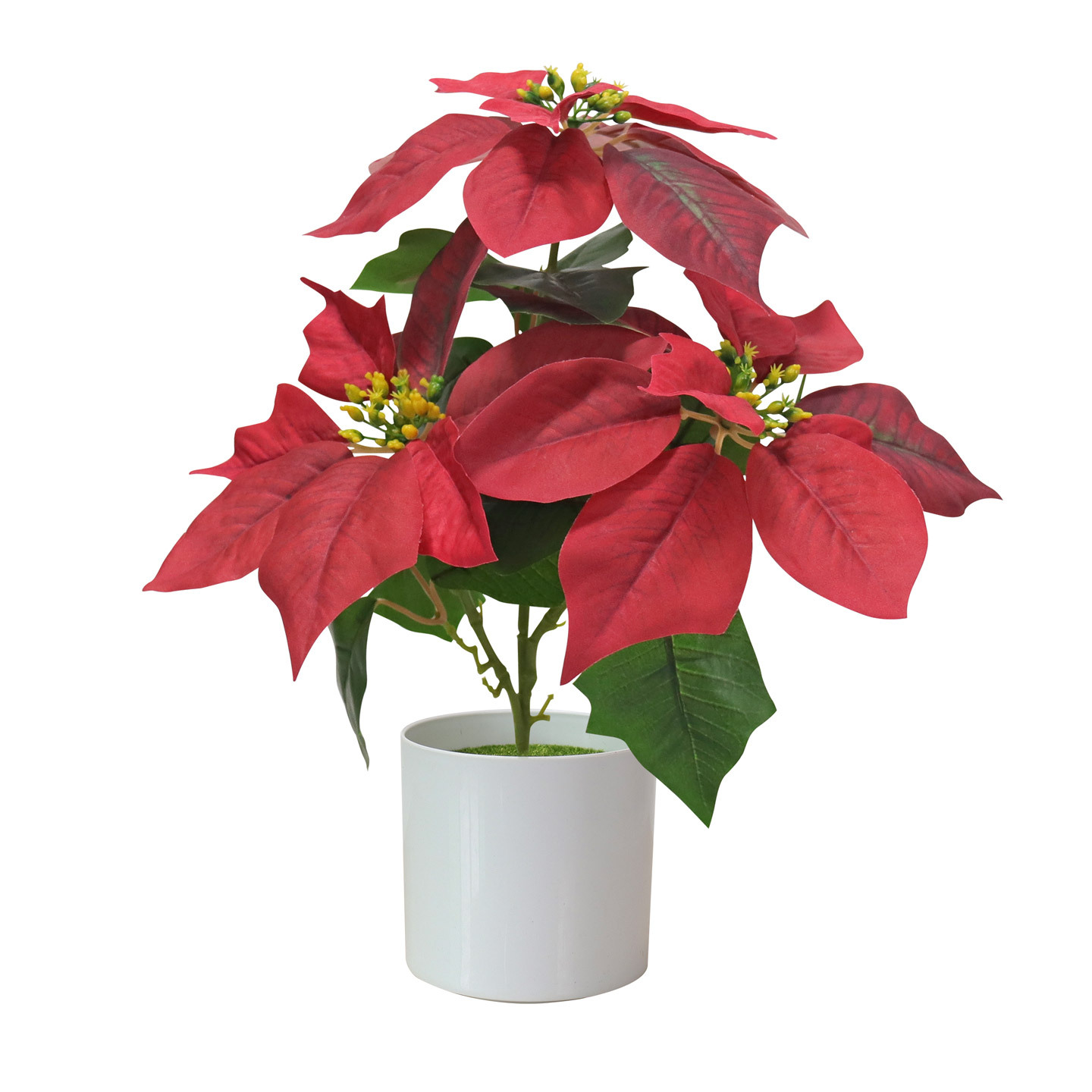 Cross-border new faux Christmas flower potted plants, golden desktop ornaments, home decoration 3D printed poinsettias faux flowers Item Picture