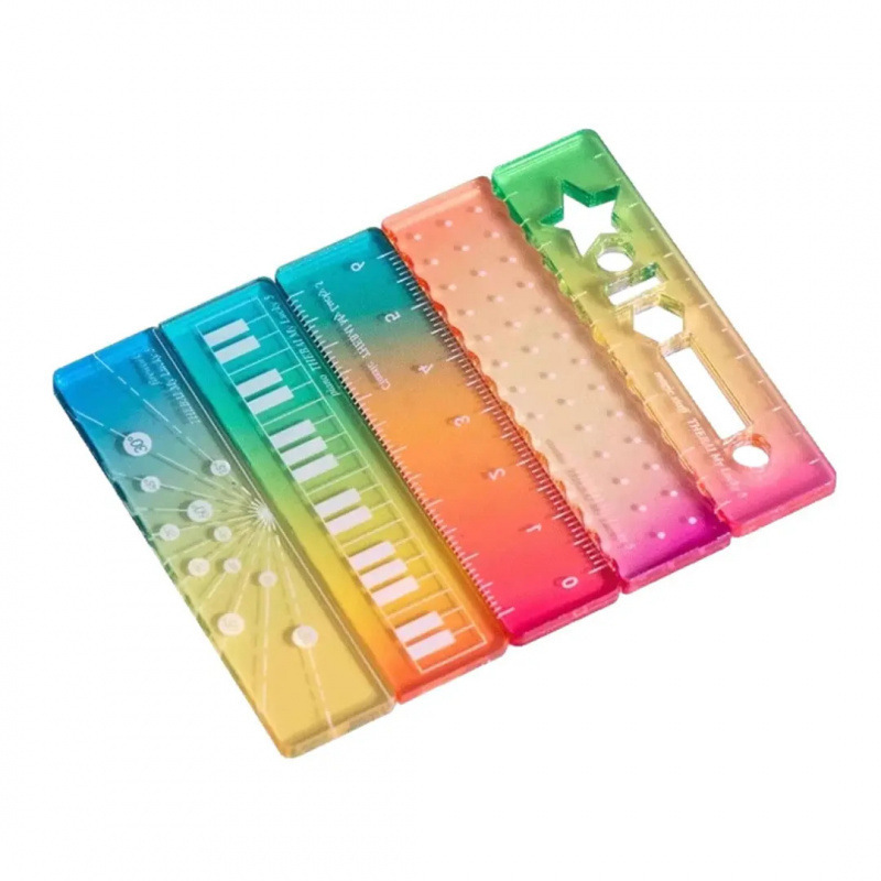 New candy-colored 7-centimeter palm ruler, multi-functional mini scale, transparent acrylic, high surface level wave drawing ruler details Picture