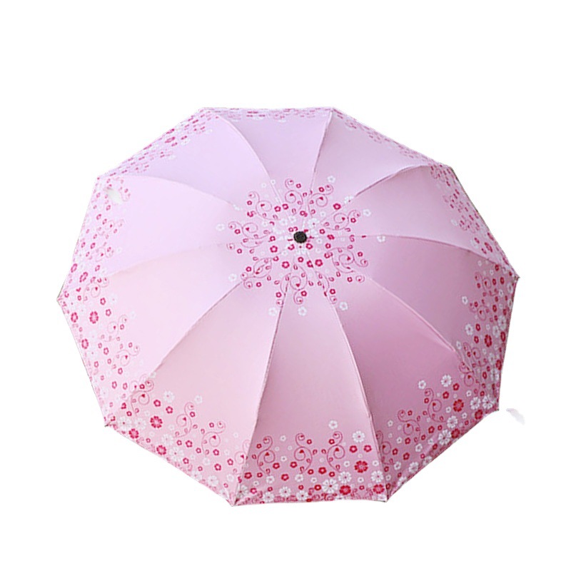 All-weather dual-purpose umbrella, 10-bone enlarged single and double person black rubber printed pattern sun umbrella, sun protection and shade umbrella, thickened folding umbrella Item Picture