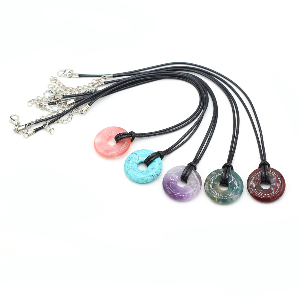 Peace Pendant necklace, natural stone opal large-hole beads, loose beads, DIY jewelry accessory necklace, unisex