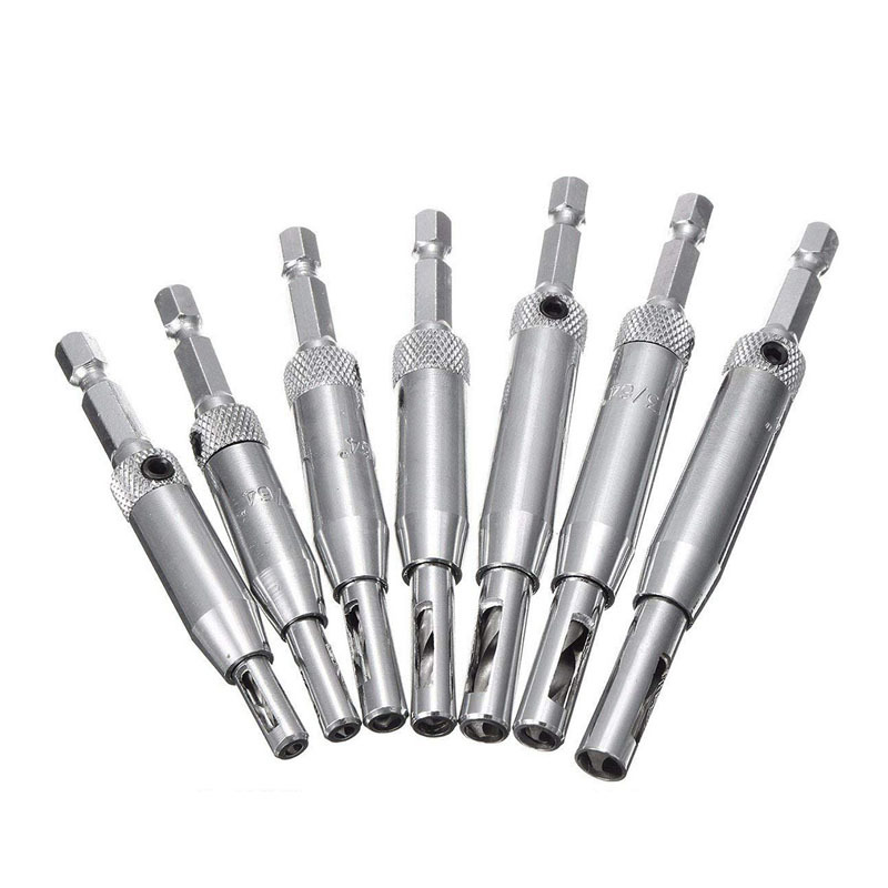 Cross-border hinge drill, woodworking door and window hinge hole opener, hand electric drill, positioning and drilling set, special-shaped hexagonal handle drill bit details Picture