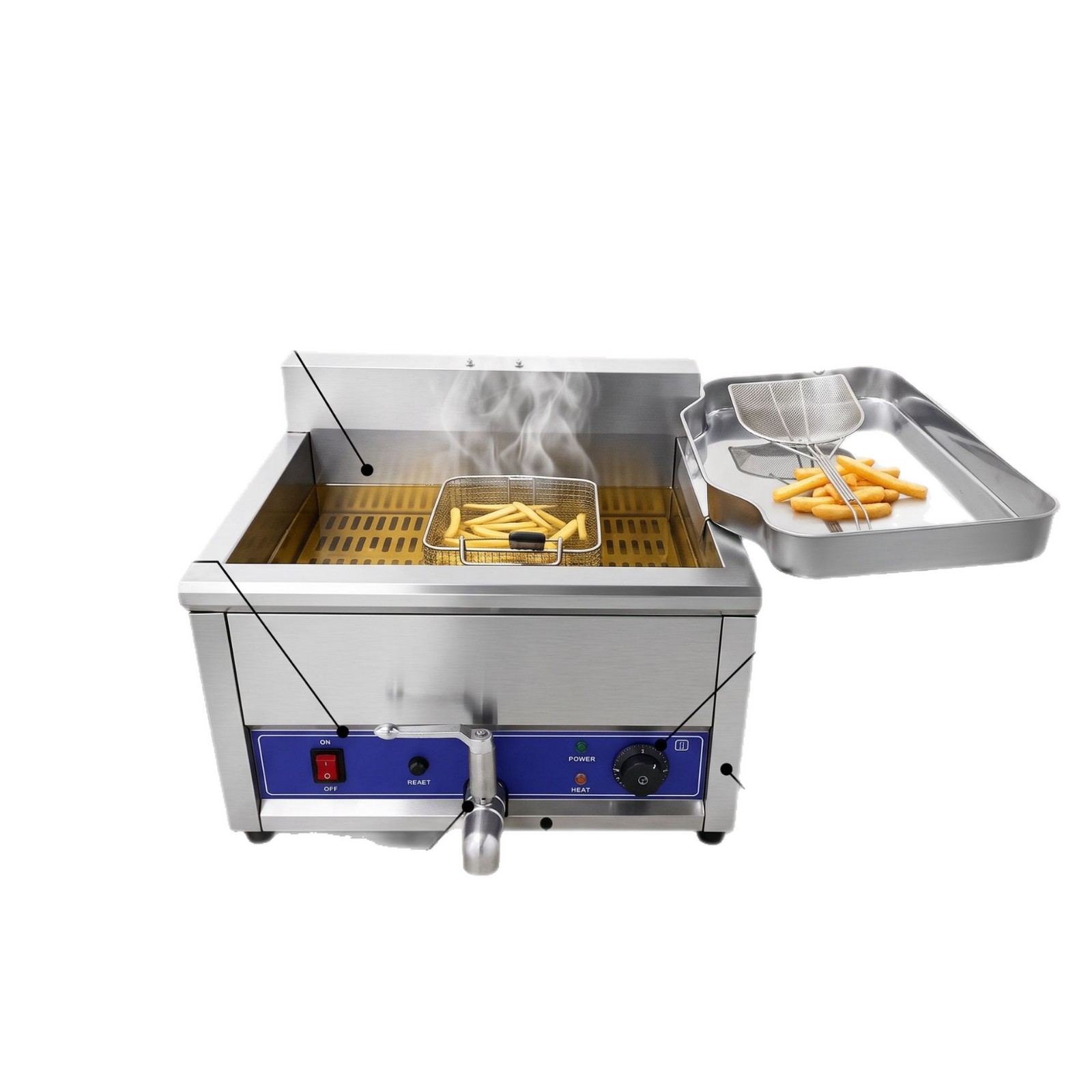 Commercial 15-liter single-cylinder large-capacity electric fryer, special electric fryer for fried chicken cutlets, French fries and fried dough sticks, factory direct sales Item Picture