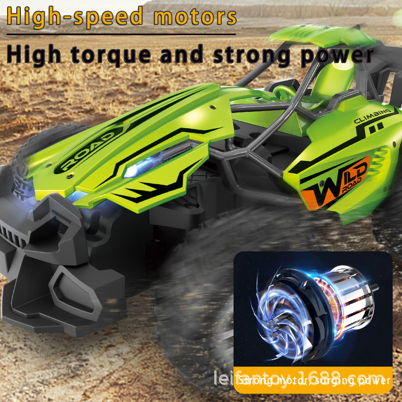 New 2.4G four-way high-speed climbing remote control car, rechargeable, cool lighting, anti-collision, children's and boys' toy gift details Picture