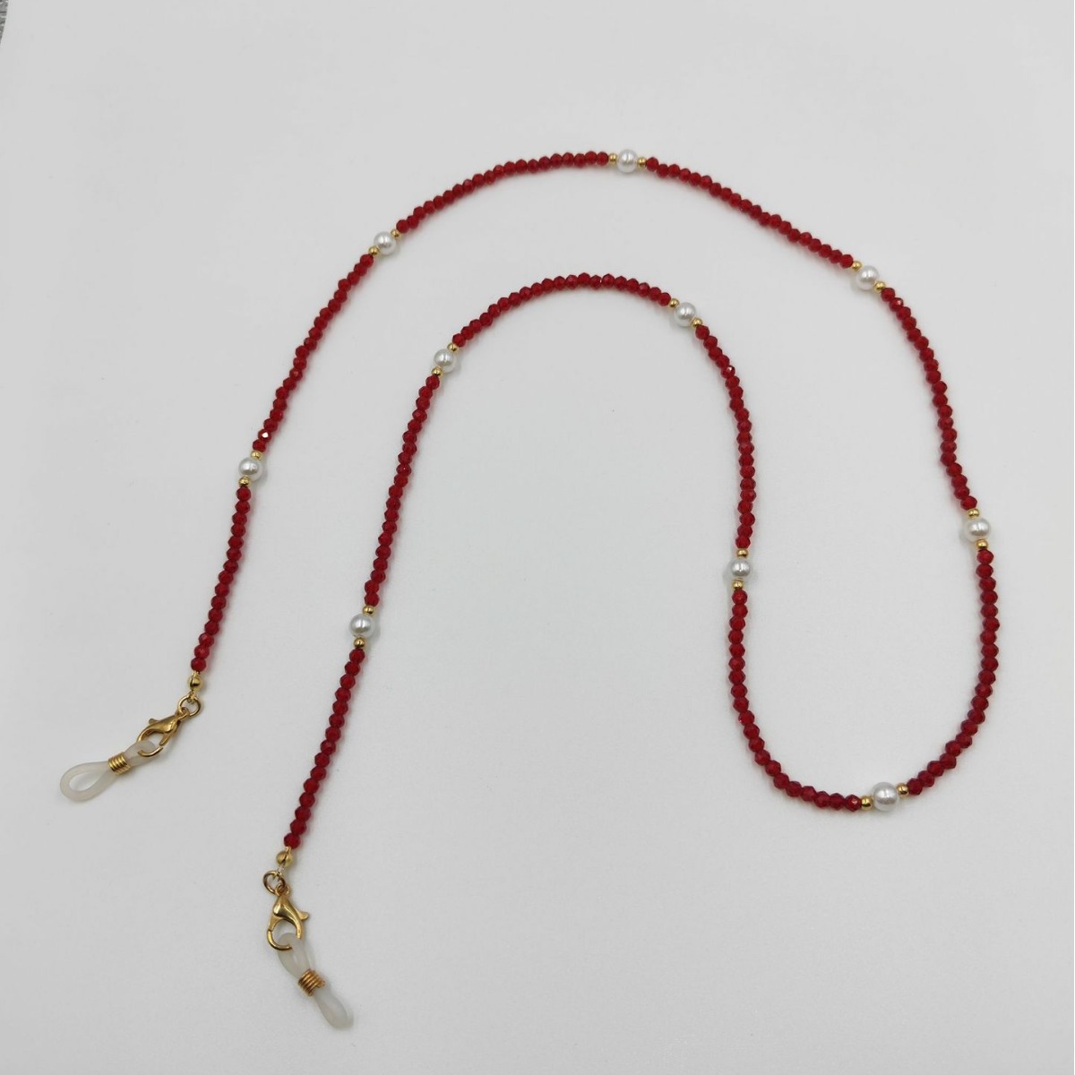 Factory direct sales of European and American cross-border fashionable crystal pearl beads, eyeglass chains, mask chains, silicone buckles, necklaces and lanyards Specification image